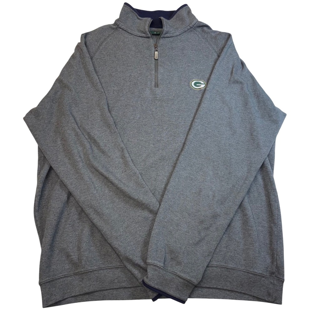 Bobby Jones Green Bay Packers 1/4 Zip Pullover Sweatshirt Gray L 100% Pima Ctn